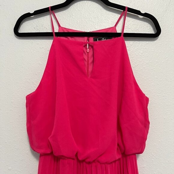 Sam Edelman V-Neck Cut Out Halter Neck Pleated Lined Maxi Dress Women's XS NWT - Picture 2 of 8